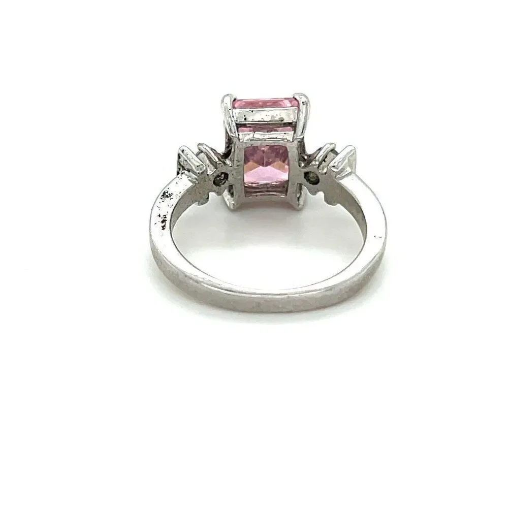 Emerald Cut‎ Pink/White Stone Ring